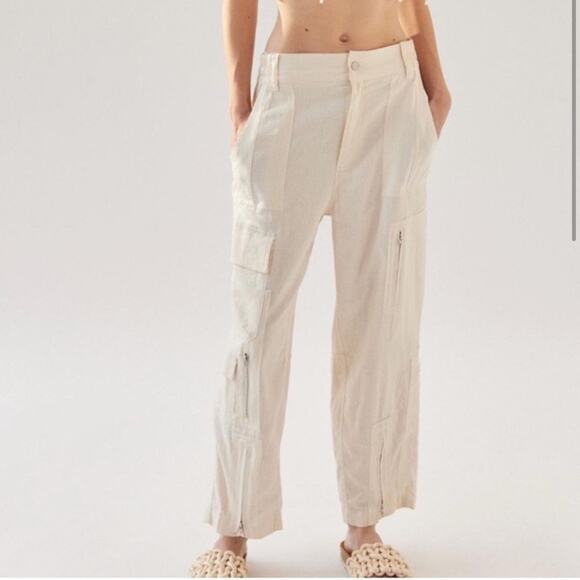 NWT NEW Urban Outfitters Myla Linen Cargo Pants - Picture 1 of 9